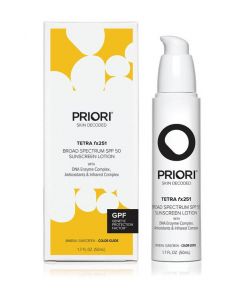 PRIORI SKIN DECODED | TETRA FX251 BROAD SPECTRUM SPF 50 SUNSCREEN LOTION - COLOR GUIDE